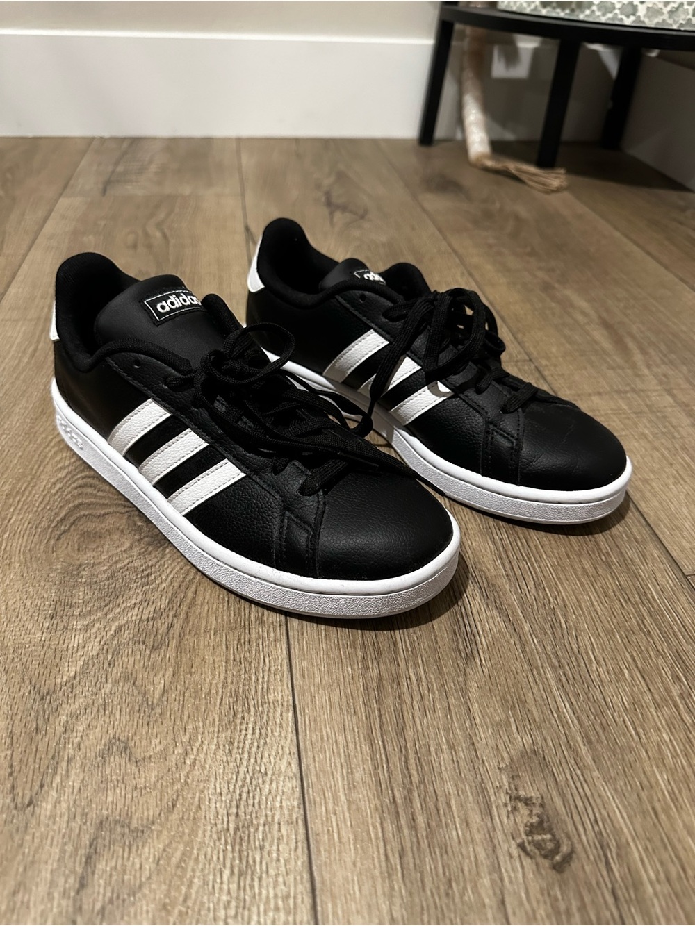 Adidas- Women’s Black and White Court-Style Sneakers